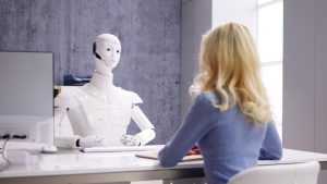 AI Robot doing an interview